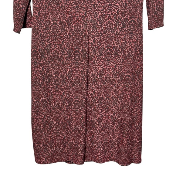 American Living Animal Print Faux Wrap Surplice Career Black and Maroon Dress - Picture 7 of 8